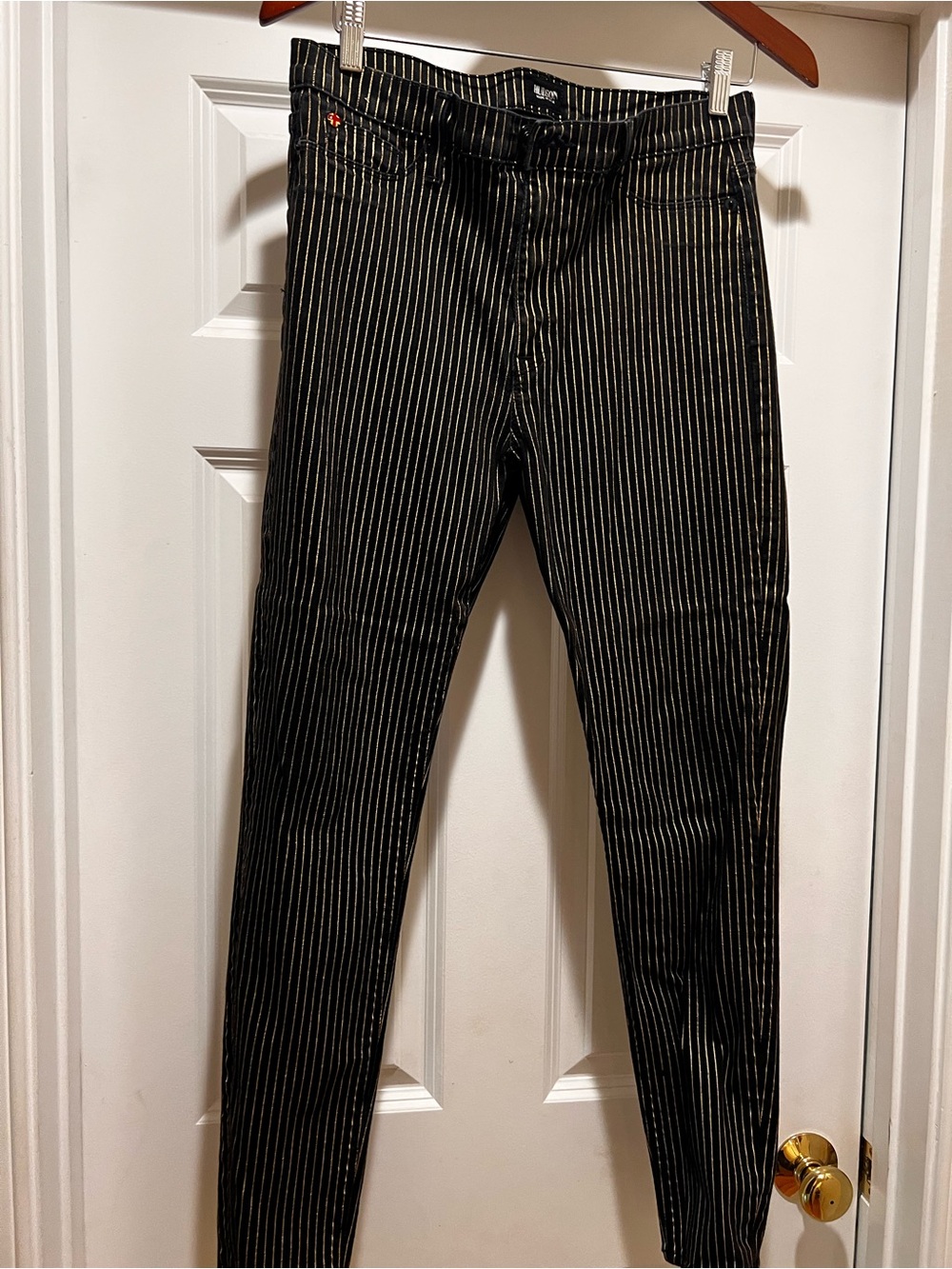 Black gold Pinstripe Skinny Jeans hudson barbara skinny jeans
